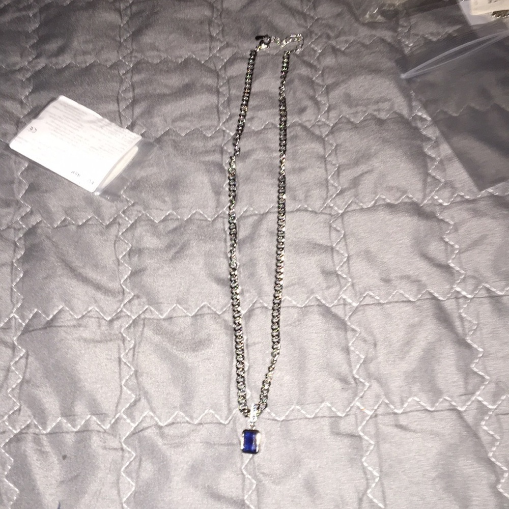 925 sterling silver necklace with sterling silver blue zirconia